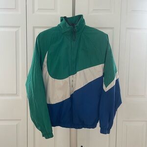 Nike Men's Green, White, and Blue Windbreaker